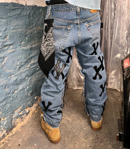 Bone Head Baggy Jeans (Blue Denim)