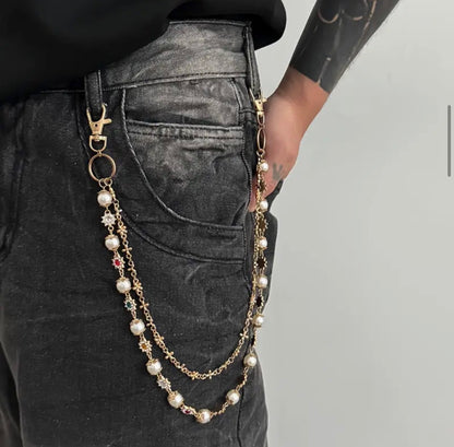 Gold Gemstone & Cross Chain