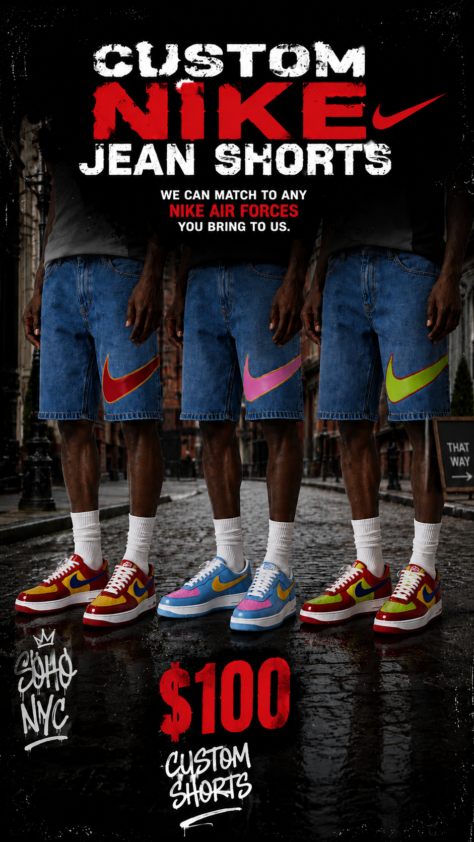 Custom Nike Jean Shorts