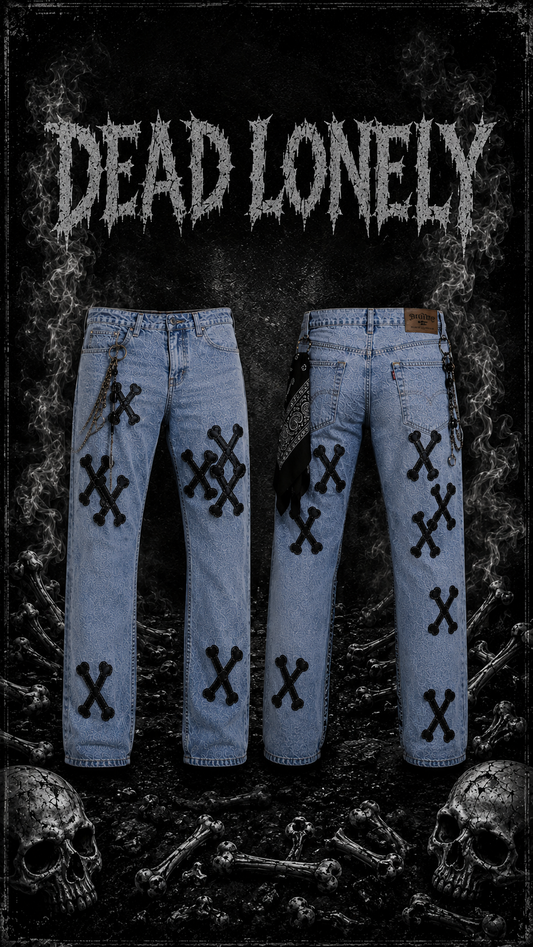 Cross Bone Denim Light Blue Jeans