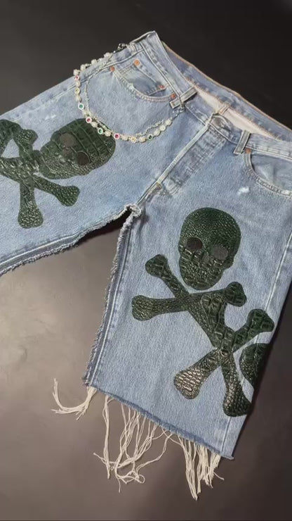 Deadlonely Skull & Bonez Jorts (Deep Green Alligator Leather)